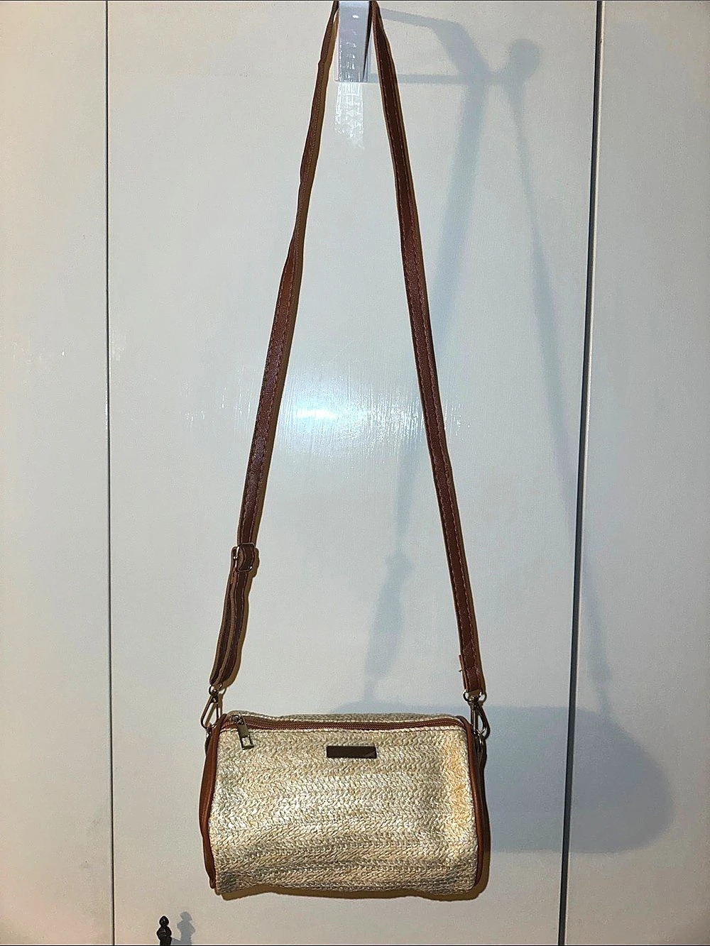 Woven Straw Crossbody Bag in Brown NWT